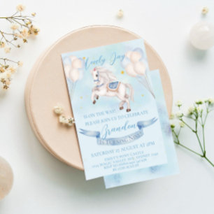 Invitation Fairytale Pony Balloons 1er Anniversaire Party Boy