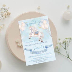 Invitation Fairytale Pony Star Balloon 1er Anniversaire