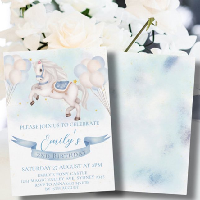 Invitation Fairytale Pony Star Balloon 1er anniversaire Boy P (Créateur téléchargé)