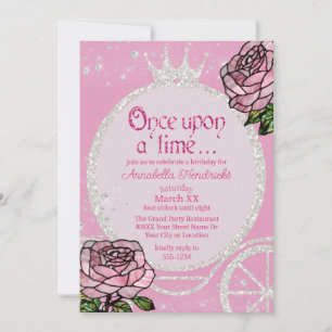 Invitation Fairytale Princess Carriage & Roses Rose
