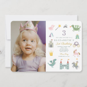 Invitation Fairytale Princess Dragon Photo Anniversaire