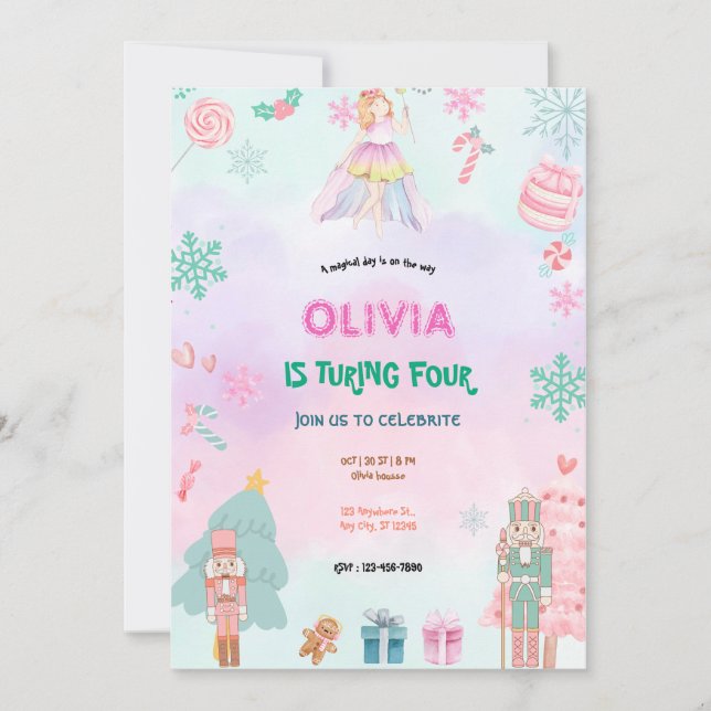 Invitation Fairytale Princess Girl Birthday (Devant)