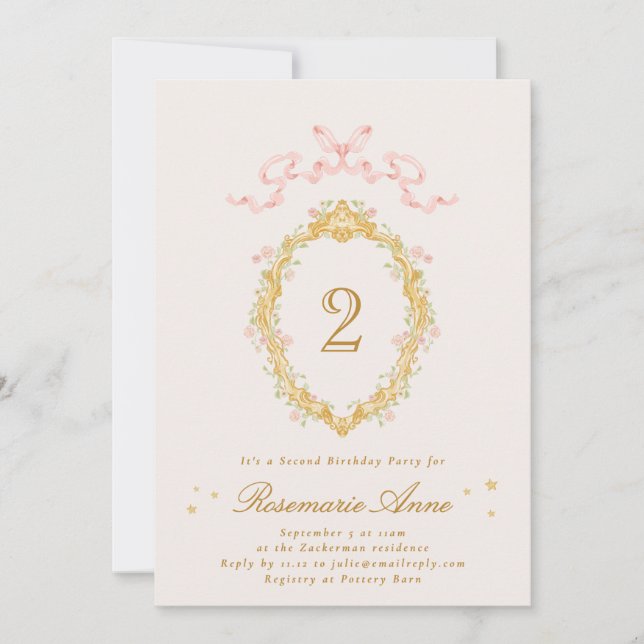 Invitation Fairytale Princess Number Girl Birthday Party (Devant)