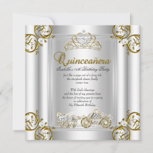 Invitation Fairytale Quinceanera 15e anniversaire Gold Silver