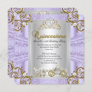Invitation Fairytale Quinceanera 15e anniversaire Lavande