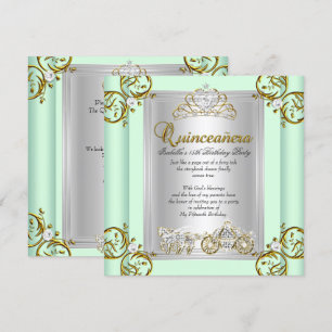 Invitation Fairytale Quinceanera 15e anniversaire Mint Green