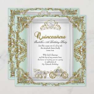 Invitation Fairytale Quinceanera 15e anniversaire Mint Green