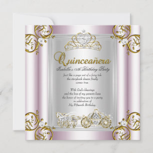 Invitation Fairytale Quinceanera 15e anniversaire Soft Pink