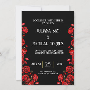 Invitation Fairytale Red Roses Mariage