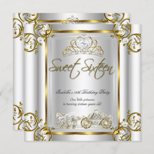 Invitation Fairytale Sweet 16 16e anniversaire Gold Silver