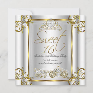 Invitation Fairytale Sweet 16 16e anniversaire Gold Silver 2