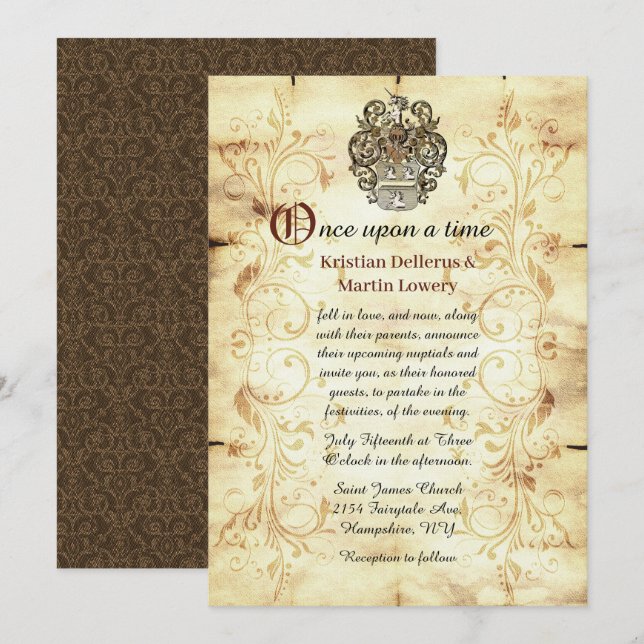 Invitation Fairytale Unicorn Crest Mariage (Devant / Derrière)