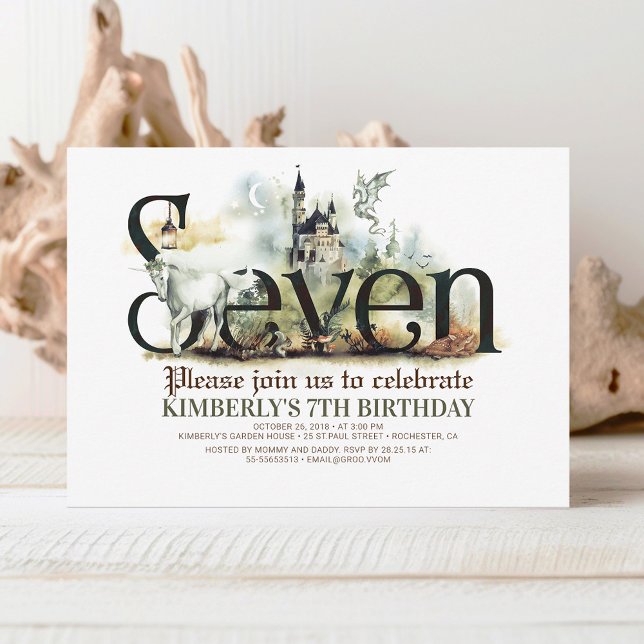 Invitation Fairytale Unicorn Dragon Magic Castle 7e anniversa (Créateur téléchargé)
