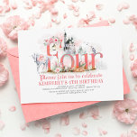 Invitation Fairytale Unicorn Princess Castle 4e anniversaire<br><div class="desc">Fête d'anniversaire Fairytale invitations avec des éléments d'aquarelle de l'histoire enchantée : hibou,  château,  licorne blanche,  lanterne,  lune et étoiles,  forêt magique... </div>