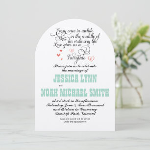 Invitation FairyTale Whimsical Hearts Mint Coral Inséparable