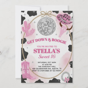 Invitation Fais la fête et fais du Boogie Disco Cowgirl Anniv