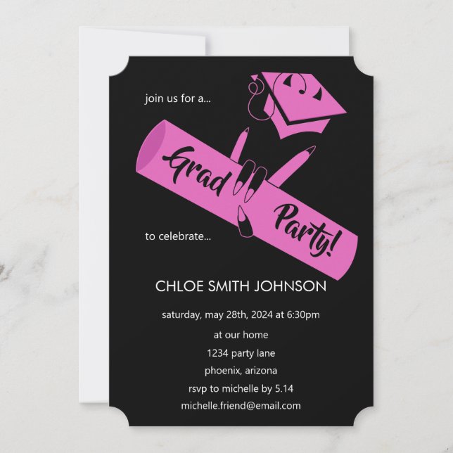 Invitation Fais la fête ! Rose (Devant)