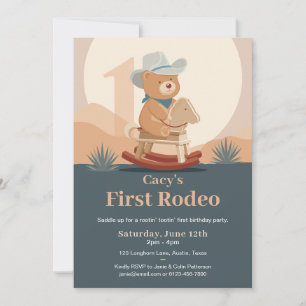 Invitation Fais monter Teddy Bear Premier Rodéo Anniversaire