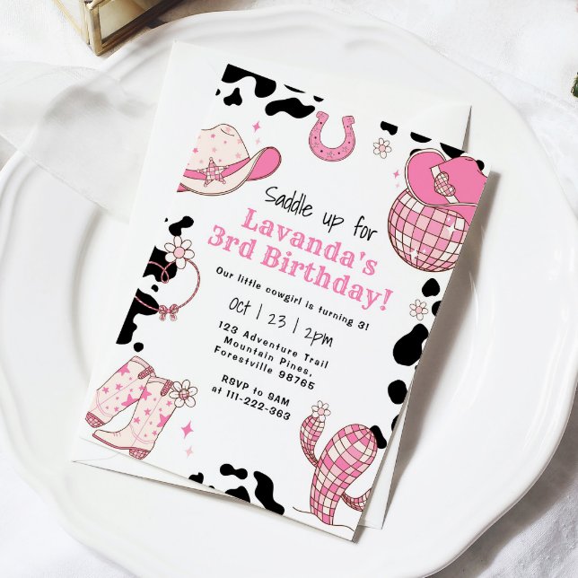 Invitation Fais ton rodéo fille 3ème anniversaire (Créateur téléchargé)