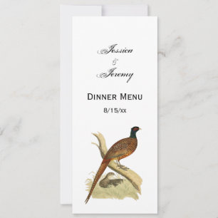 Invitation Faisan vintage sur branche Dessin d'oiseau de chas