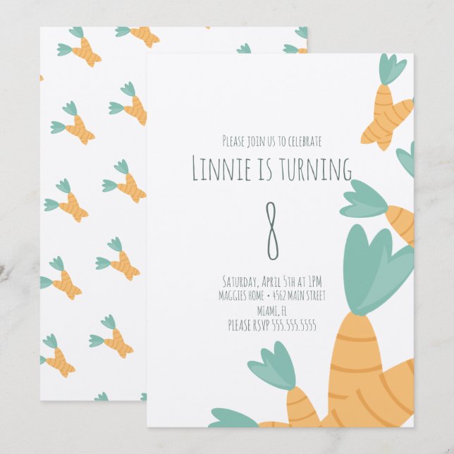 Invitation Faisceau de carottes de Pâques Anniversaire Kraft (Devant / Derrière)
