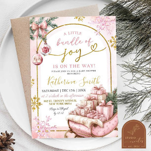 Invitation Faisceau de flocons de neige roses Baby Shower d'h
