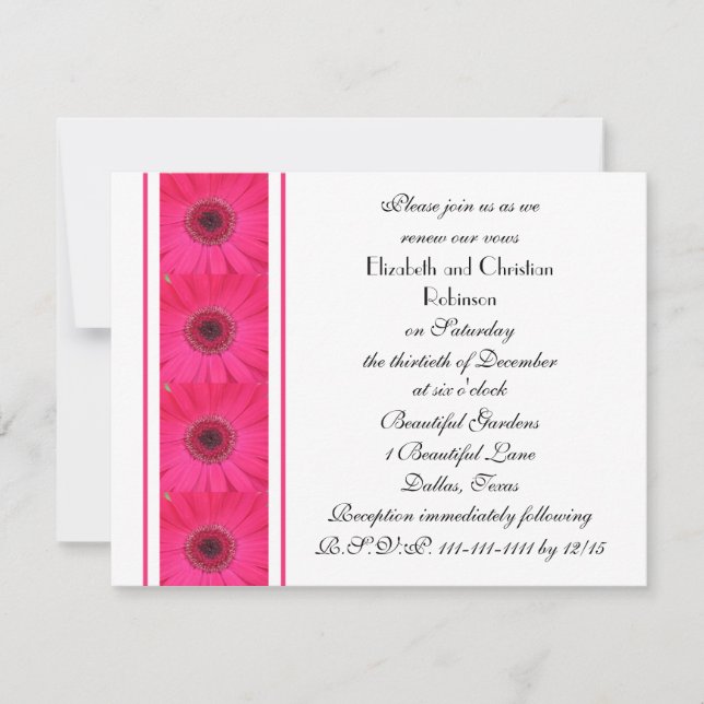 Invitation Faiseuse de Gerbera rose chaud sur le renouveau de (Devant)