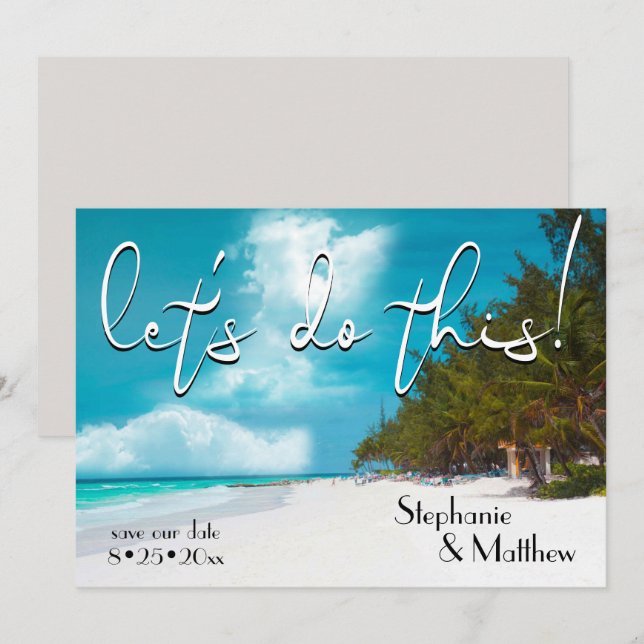 Invitation Faisons cette plage Enregistrer la date (Devant / Derrière)