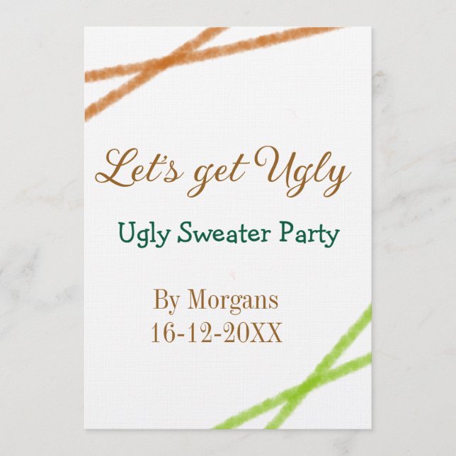 Invitation Faisons de Noël un Partyorange de pull moche (Devant)