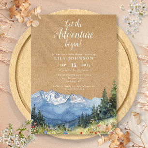 Invitation Faisons Démarrer L'Aventure Baby Shower Montagne
