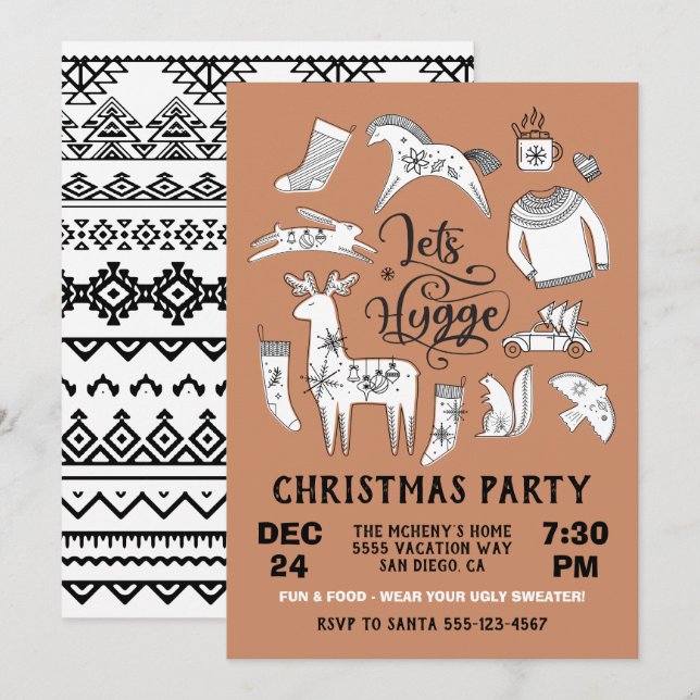 Invitation Faisons du Hygge une fête de Noël d'hiver cosy (Devant / Derrière)