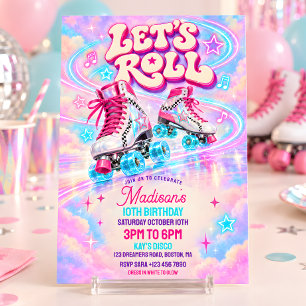 Invitation Faisons du Roller Neon Anniversaire de Patin à Rou