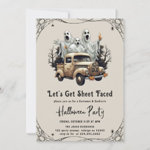 Invitation Faisons face à la feuille Adult Halloween Party In