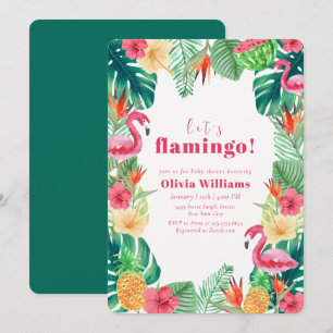 Invitation Faisons Flamant Rose Tropical Fête Prénatale Botan