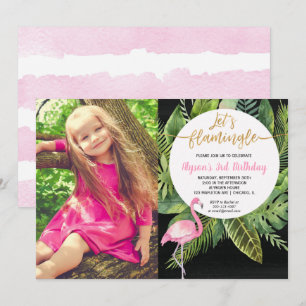 Invitation Faisons flamingle d'or rose Flamant rose photo d'a