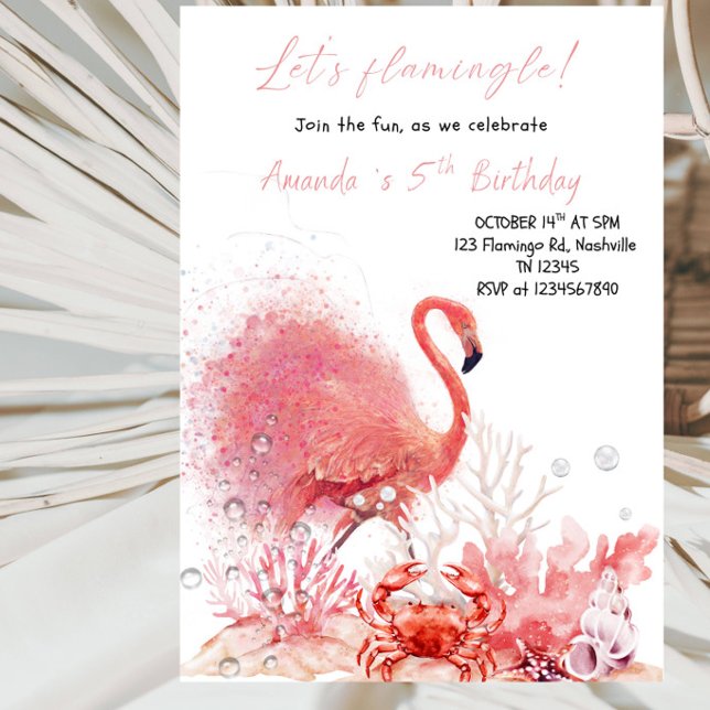 Invitation Faisons Flamingle ! Fête d'anniversaire Flamant Ro (Créateur téléchargé)