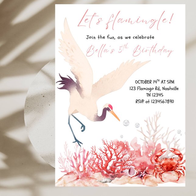 Invitation Faisons Flamingle ! Fête d'anniversaire Flamant Ro (Créateur téléchargé)