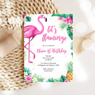 Invitation Faisons Flamingle Fille Rose Anniversaire Tropical
