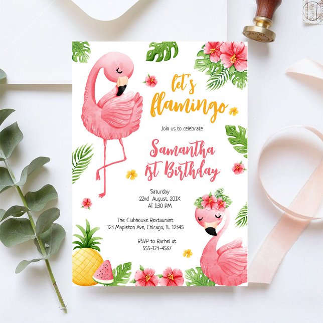 Invitation Faisons Flamingle Fille Rose Anniversaire Tropical (Créateur téléchargé)