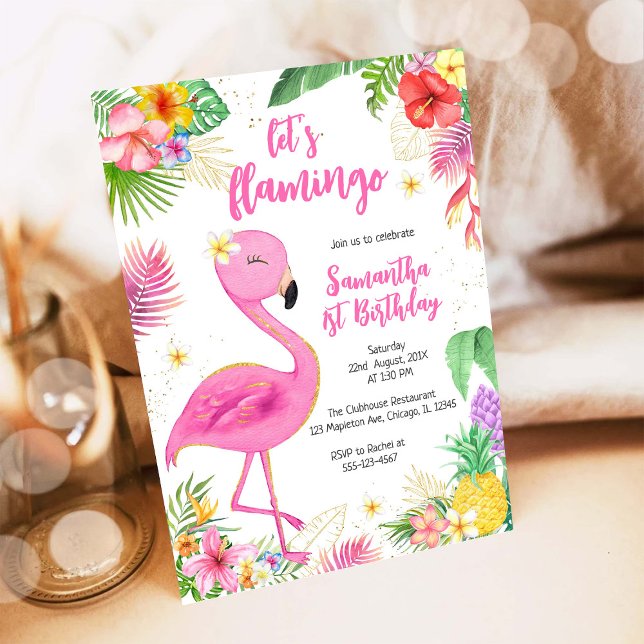 Invitation Faisons Flamingle Fille Rose Anniversaire Tropical (Créateur téléchargé)
