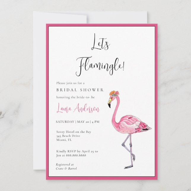 Invitation Faisons Flamingle ! Rose chaud et blanc Enterremen (Devant)