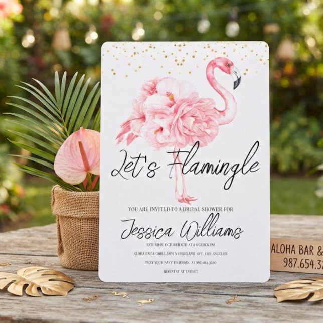 Invitation Faisons Flamingle ! Une Tropicale Fête de Fiançail (Créateur téléchargé)