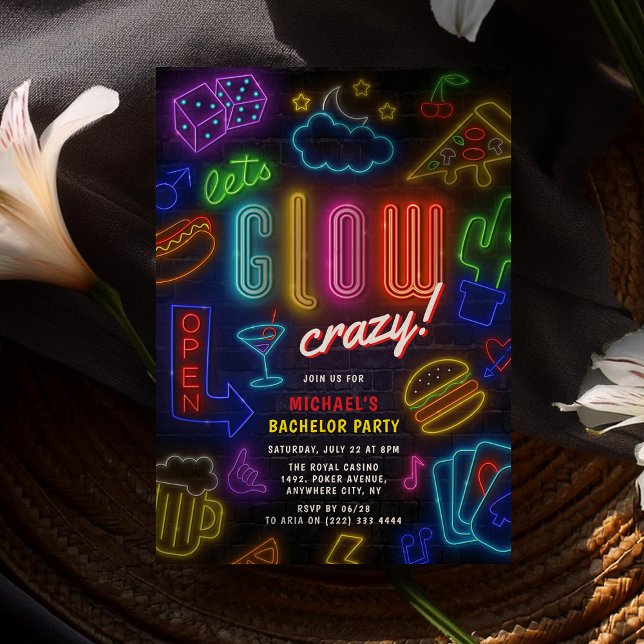 Invitation Faisons GLOW Fou 'Soirée de Casino Néon pour Enter (Créateur téléchargé)