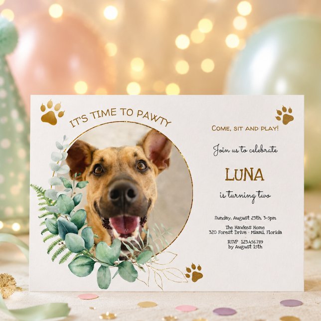 Invitation Faisons la fête, anniversaire de chien (Créateur téléchargé)