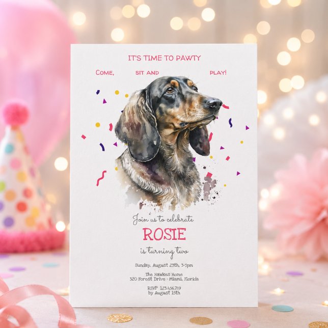 Invitation Faisons la fête, anniversaire de chien (Créateur téléchargé)