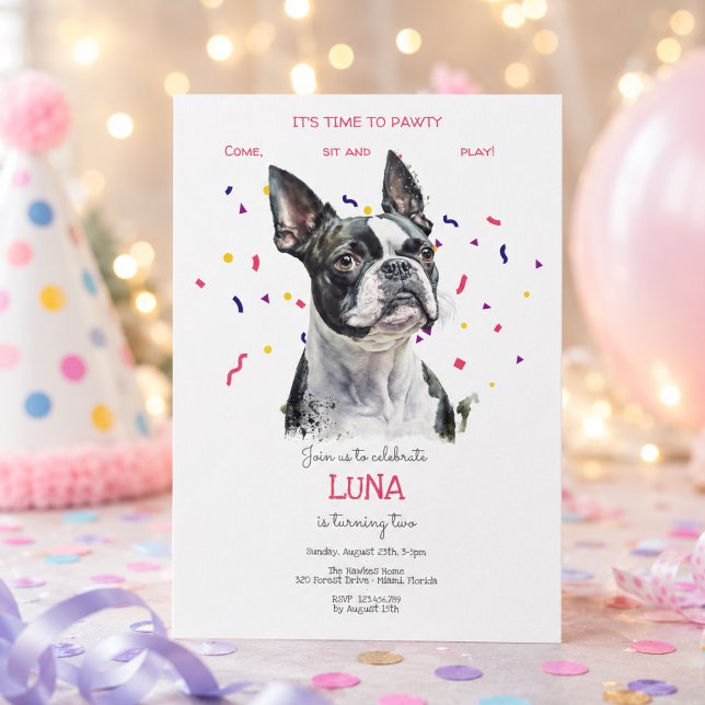 Invitation Faisons la fête, anniversaire de chien (Créateur téléchargé)