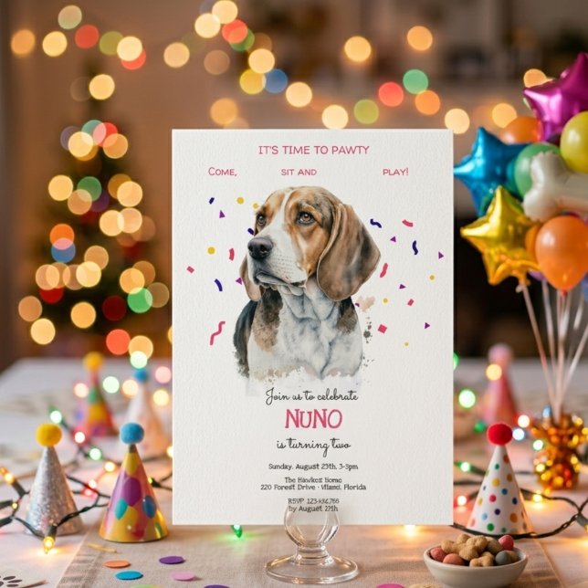 Invitation Faisons la fête, anniversaire de chien (Créateur téléchargé)