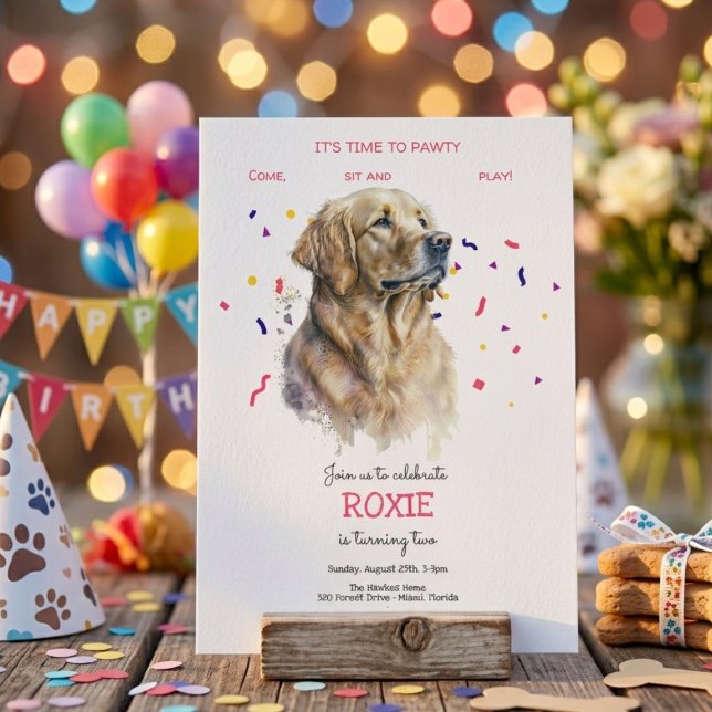 Invitation Faisons la fête, anniversaire de chien (Créateur téléchargé)