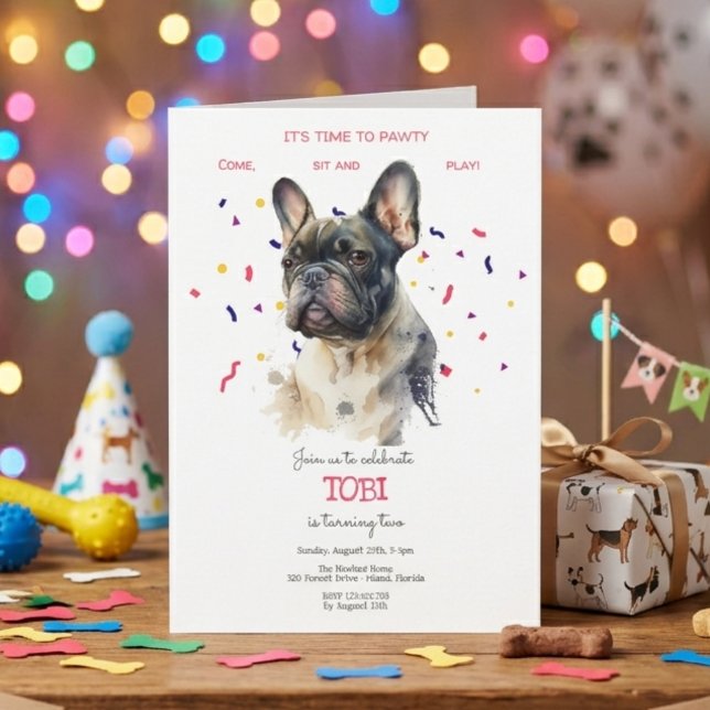 Invitation Faisons la fête, anniversaire de chien (Créateur téléchargé)