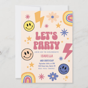 Invitation Faisons la fête Anniversaire de enfant Rainbow Sta